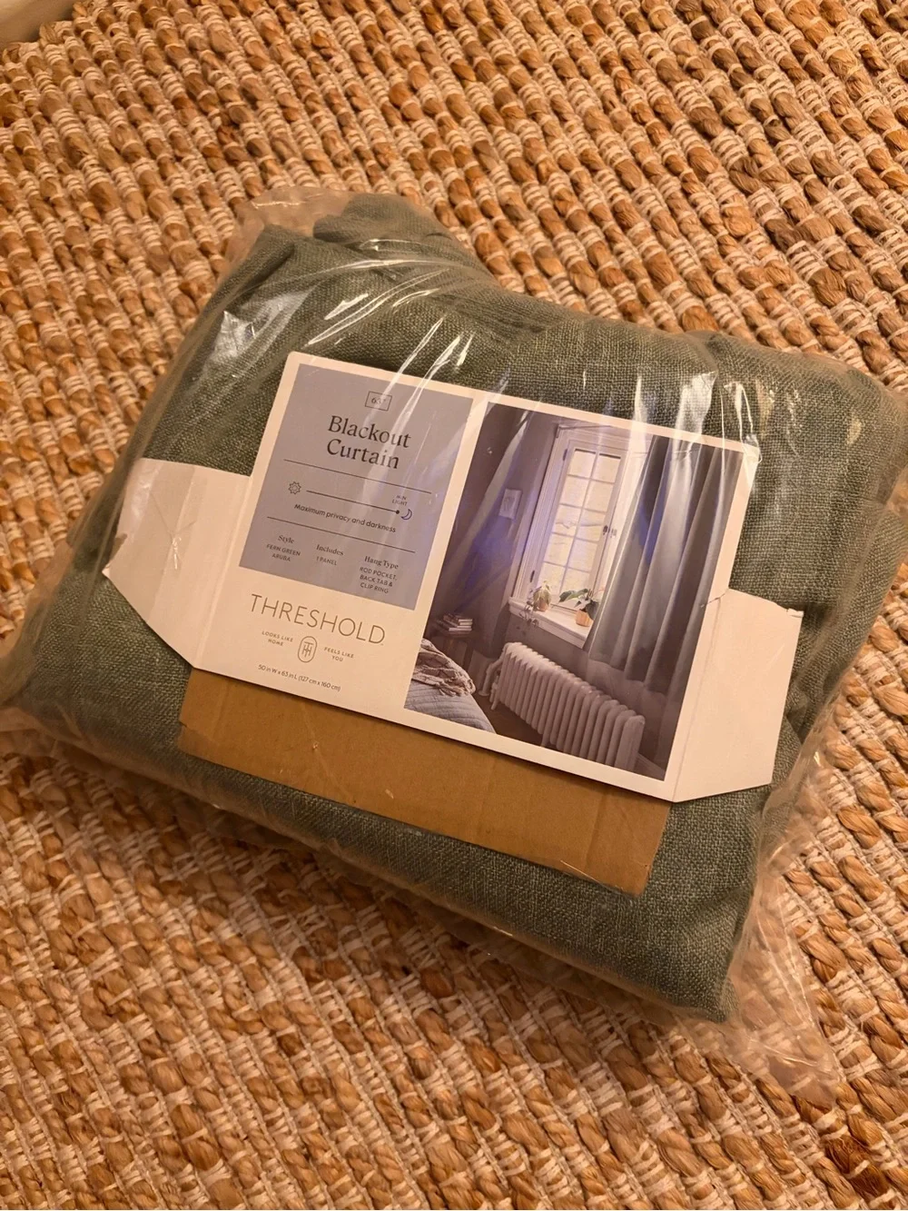 Classic Textured Green Curtain Panel Threshold / Target . Blackout 63” inches x2